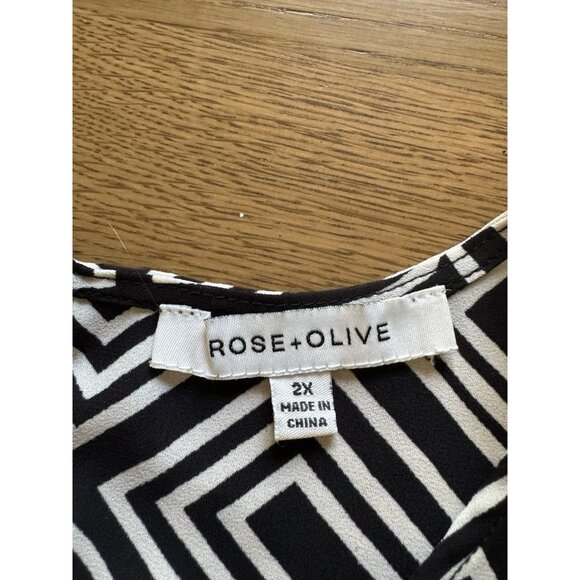 Rose+Olive Floral Paisley Long Sleeve Flowing Blouse Ruffle Sleeves Size 2X Boho - Picture 3 of 11